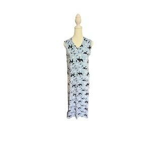 Real Essentials Women 2pc Maxi Sleep Dress Set Small Floral Blue & Solid Coral